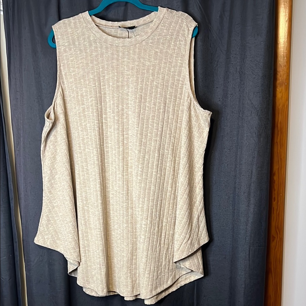 Lane Bryant Tan Sparkling Ribbed Asymmetrical dress / tunic. Size 26/28